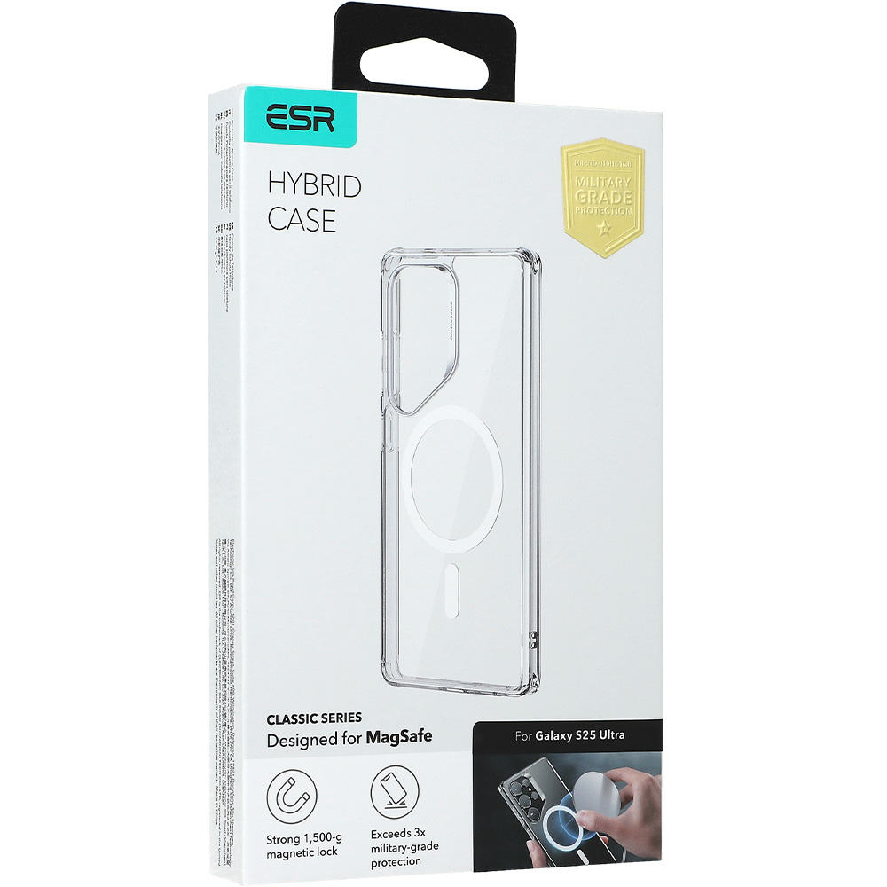 Etui ESR Classic Hybrid Halolock do Galaxy S25 Ultra do MagSafe, przezroczysto-białe